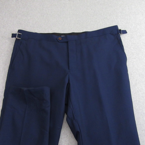 Atelier Munro Mens Dress‎ Pants 40 x 34 Blue 100% Wool Flat Front Travel - Picture 1 of 12